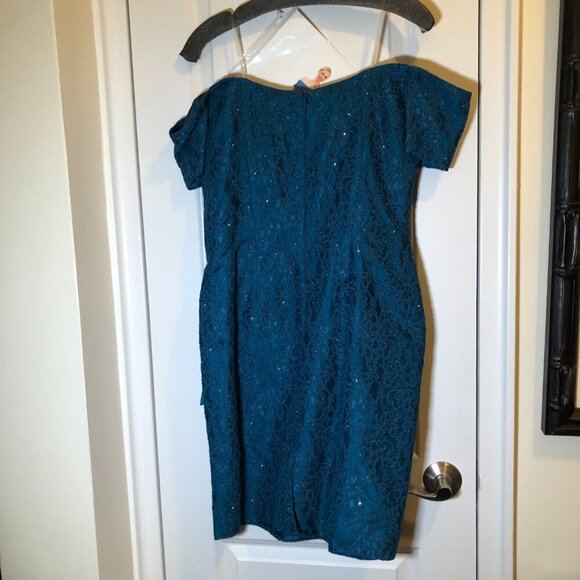 Ideas by Barbara Evening Dress 5714-16 Peacock Blue Size S/M NWT - Picture 3 of 11